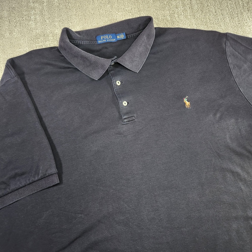 Polo Ralph Lauren Shirt Men 3XLT Polo Black‎ Cotton Luxury Wealth Flesh Pony